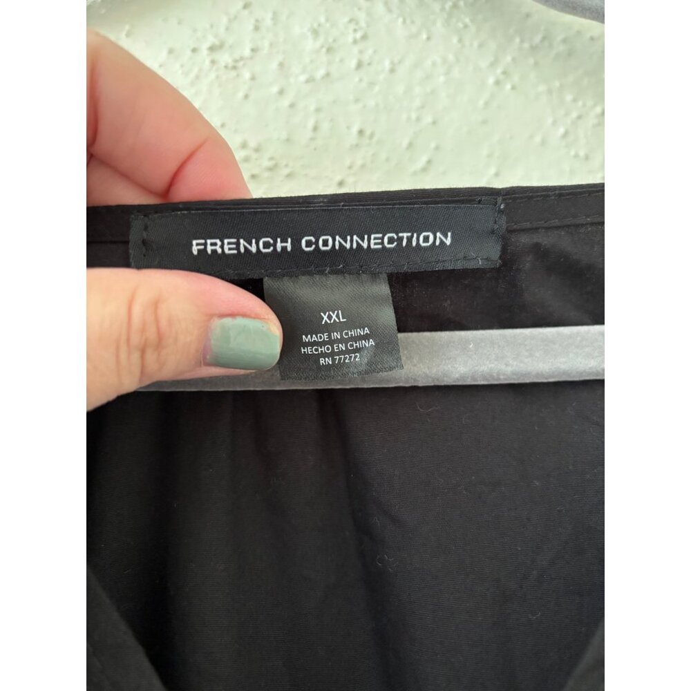 French Connection Black Puff Sleeve V-Neck Maxi Dress XXL Cotton Blend NWOT - Picture 5 of 13